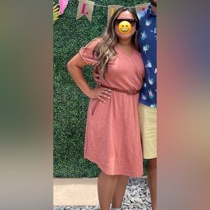 Braid Detail Midi T-Shirt Dress in Clay -Bohme Brand